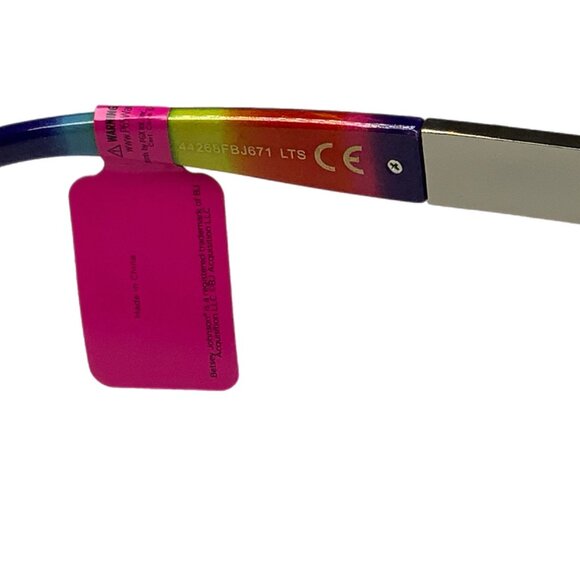 NWT Betsey Johnson Square Thick Black Rainbow Jeweled Rhinestone Sunglasses - Picture 13 of 16